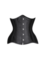 Open Cup Black Satin Curvy Corset