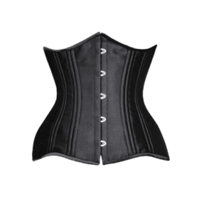 Open Cup Black Satin Curvy Corset