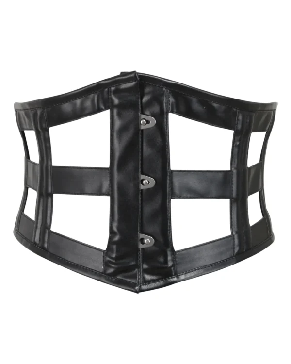 Underbust Corset Belt in Black Leather Gothic Style