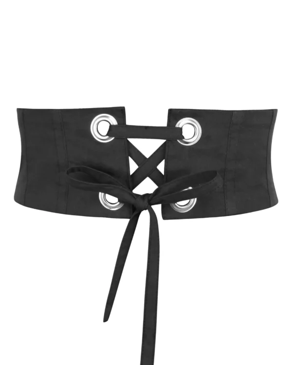 Underbust Corset Belt in Black Cotton