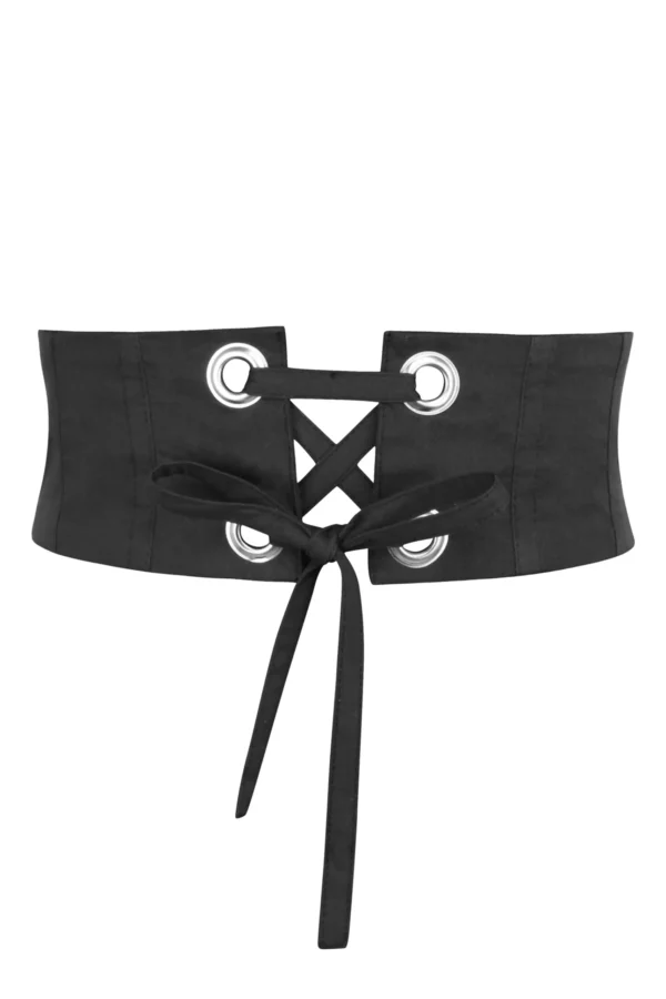 Underbust Corset Belt in Black Cotton