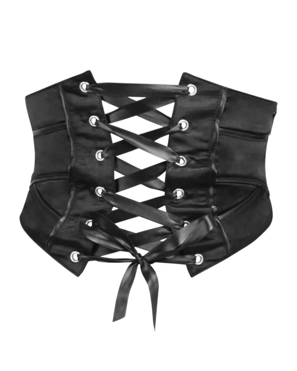 Underbust Corset Belt With Front Tie and Side Zip