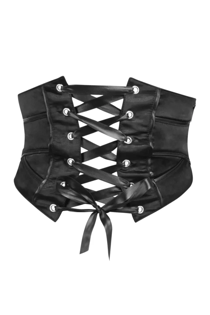 Underbust Corset Belt With Front Tie and Side Zip