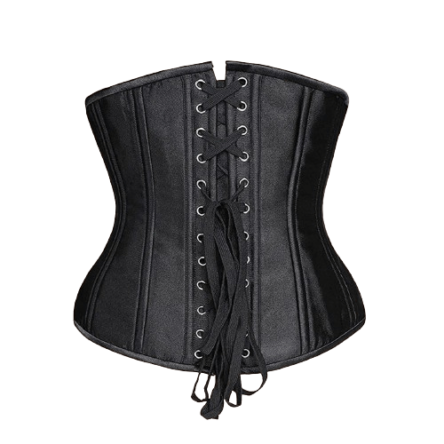 Open Cup Black Satin Curvy Corset