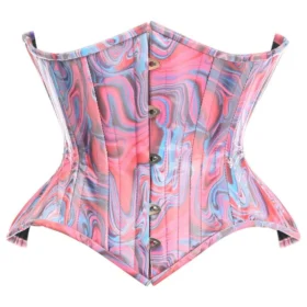 Waist Cincher Corset For Dress Steel Boned Retro Swirl Curvy Cut