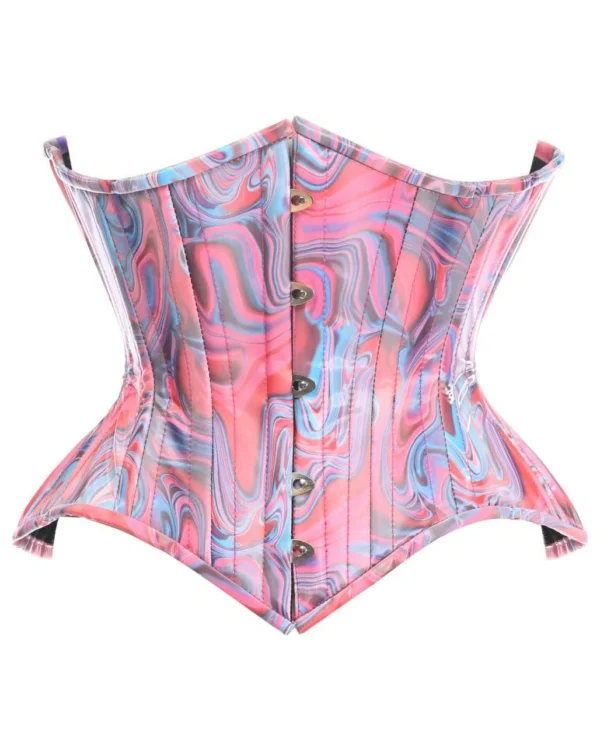 Waist Cincher Corset For Dress Steel Boned Retro Swirl Curvy Cut