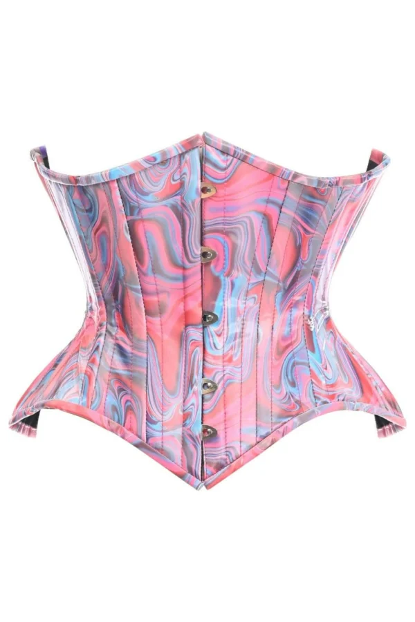 Waist Cincher Corset For Dress Steel Boned Retro Swirl Curvy Cut