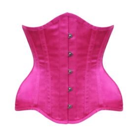 Open Bust Curvy Corset Hot Pink In Satin