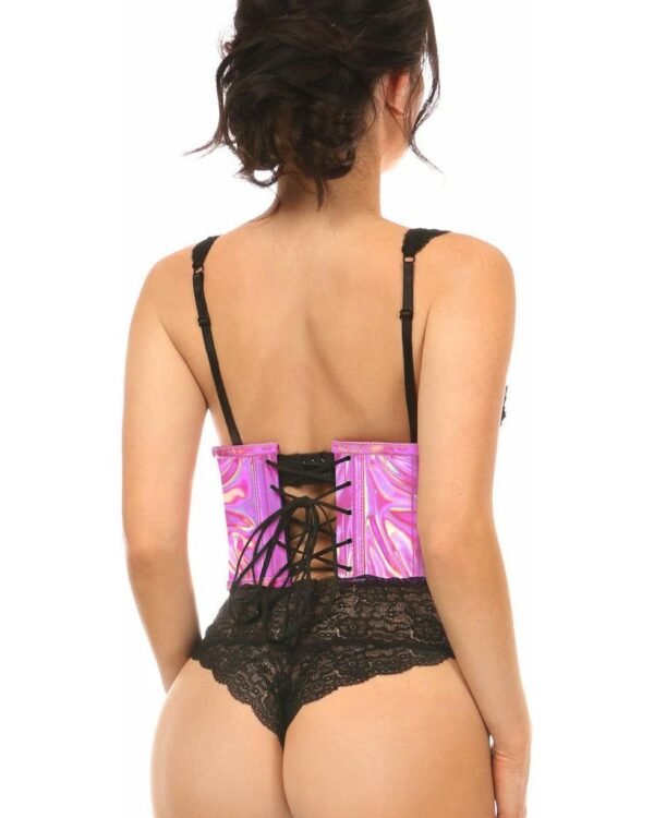 Holographic Waist Open Cup Cincher Corset