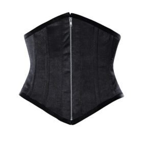 Open Bust Black Corset With Front Zip