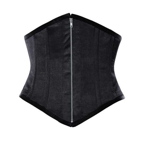 Open Bust Black Corset With Front Zip