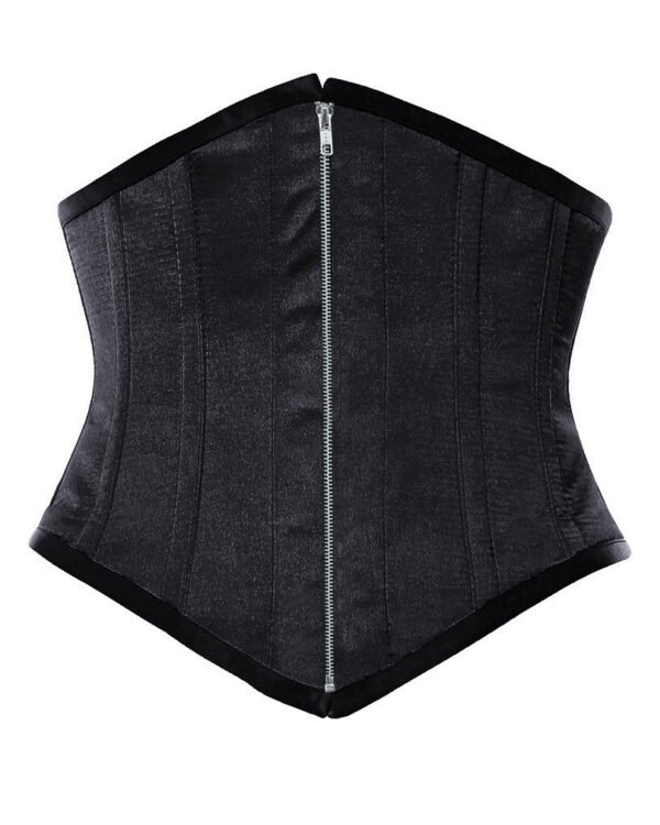 Open Bust Black Corset With Front Zip