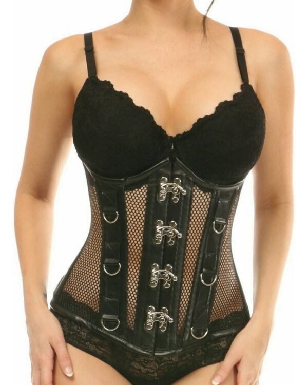 Steel Boned Underbust Corset With Faux Leather Fabric