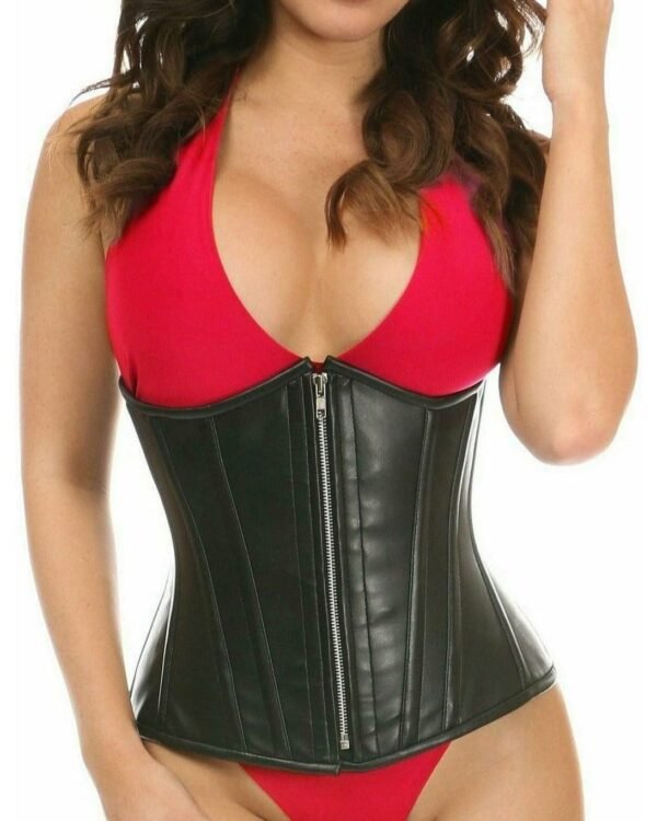 Faux Leather Steel Boned Underbust Corset
