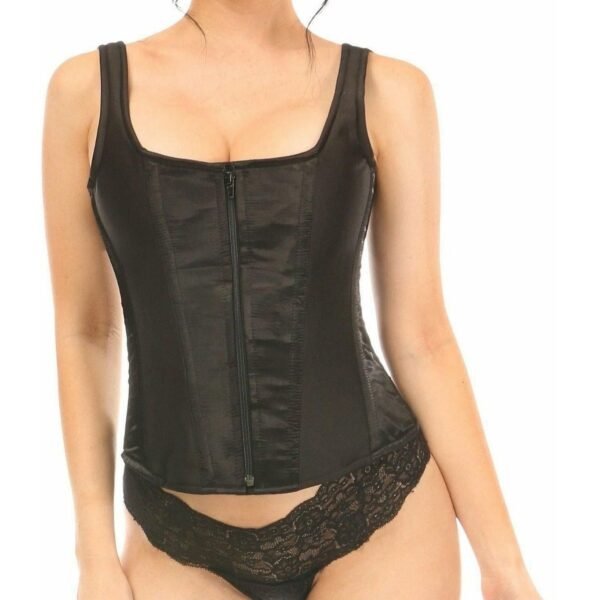 Satin Steel Boned Corset With Front Zip