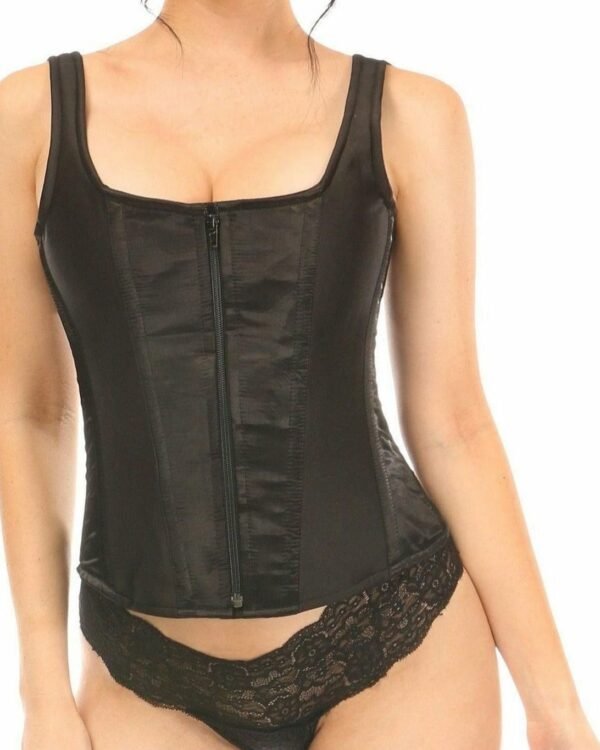 Satin Steel Boned Corset With Front Zip