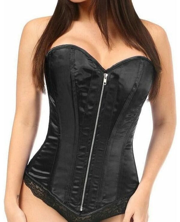 Black Satin Steel Boned Fullbust Corset