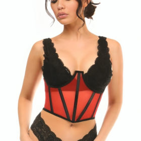 Hot Red Open Cup Bustier Corset