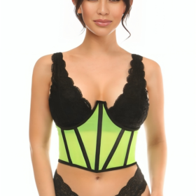 Neon Green Open Cup Corset