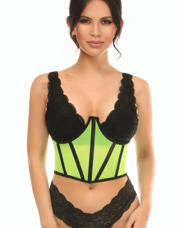 Neon Green Open Cup Corset
