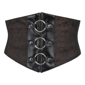 Underbust Corset Waspie Belt in Brown Brocade
