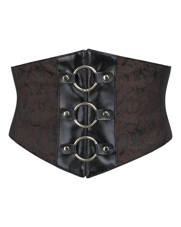 Underbust Corset Waspie Belt in Brown Brocade