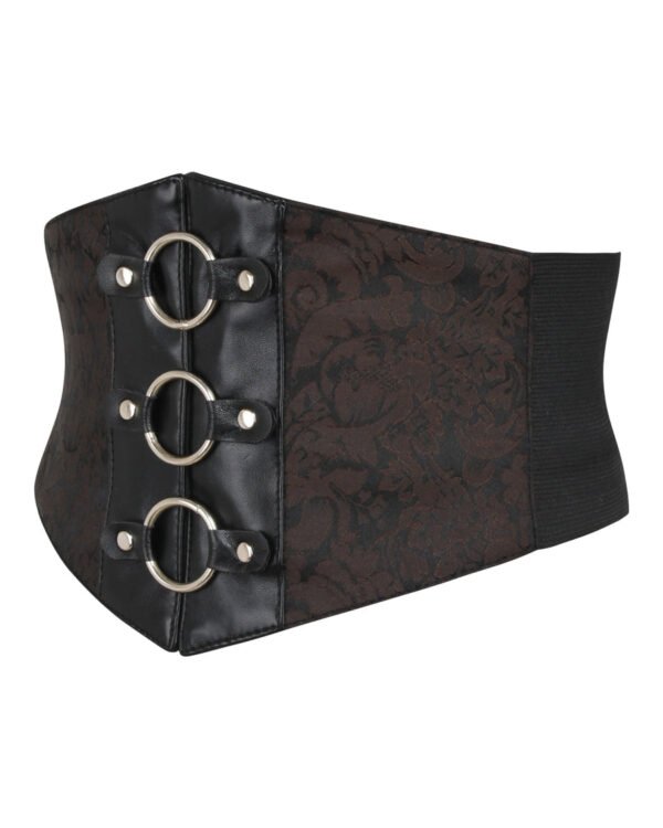 Underbust Corset Waspie Belt in Brown Brocade