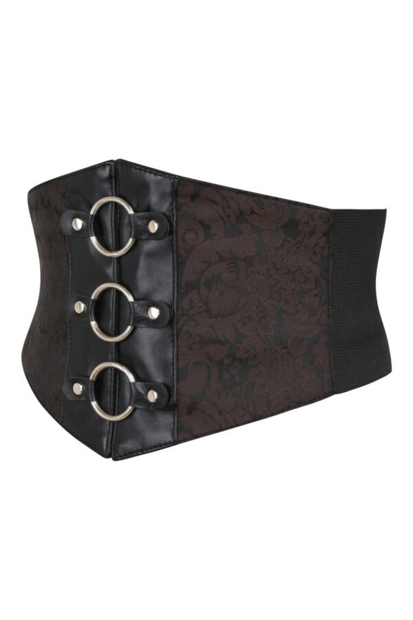 Underbust Corset Waspie Belt in Brown Brocade