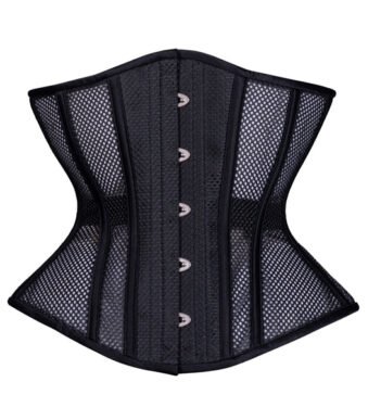 Hourglass Corset with Curves in Black Mesh Fabric