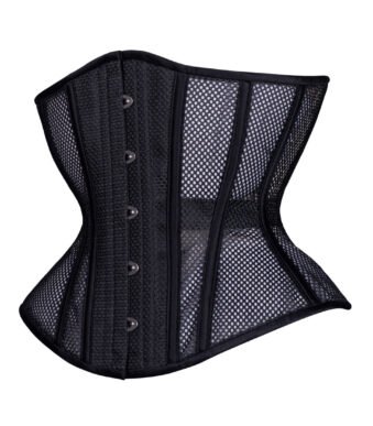 Hourglass Corset with Curves in Black Mesh Fabric