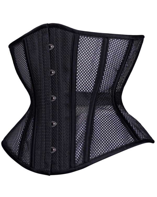 Hourglass Corset with Curves in Black Mesh Fabric