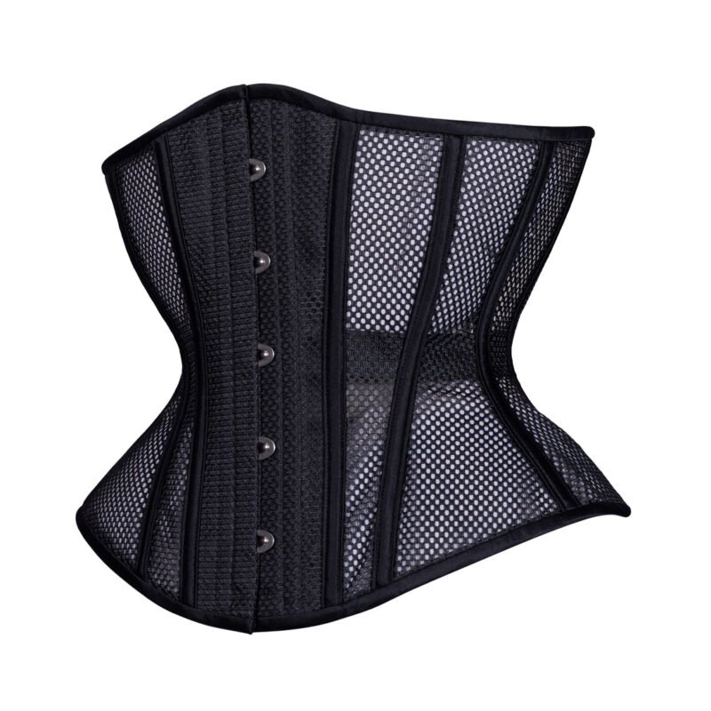 Hourglass Corset with Curves in Black Mesh Fabric