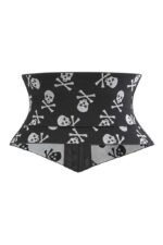 Boned Underbust Belt Half black and white crazy skull corset