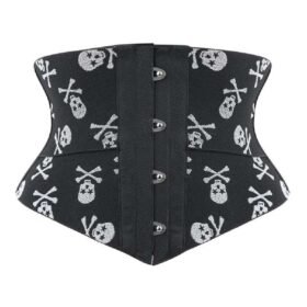 Boned Underbust Belt Half black and white crazy skull corset