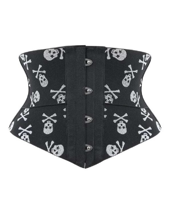 Boned Underbust Belt Half black and white crazy skull corset