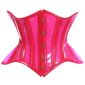 Half pink pvc curvy waist cincher corset
