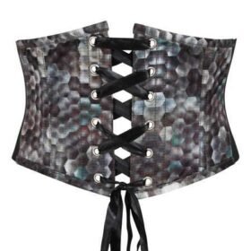 Underbust Corset Belt In Leather With Front Lacing