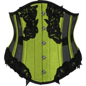 Half green with black mesh panels corset