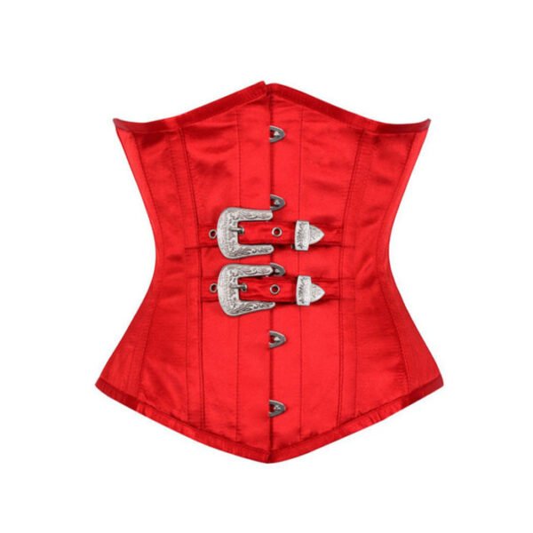 Open Bust Corset Curvy Satin Fancy Buckle Torso