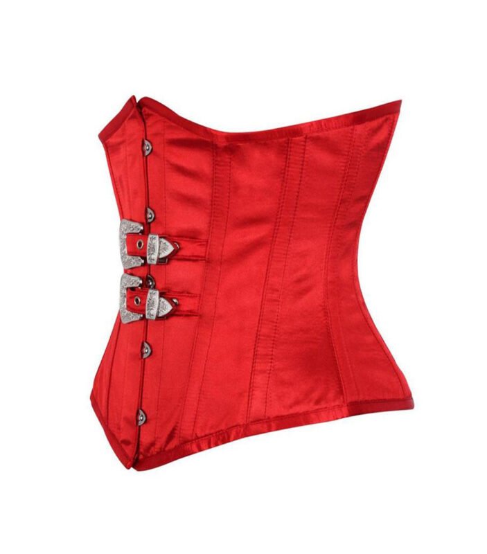 Open Bust Corset Curvy Satin Fancy Buckle Torso