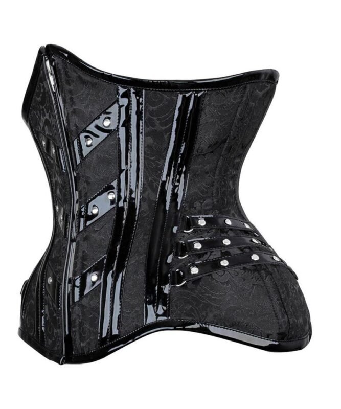 Underbust Gothic Curvy Brocade Waist Trainer with Front Zipper