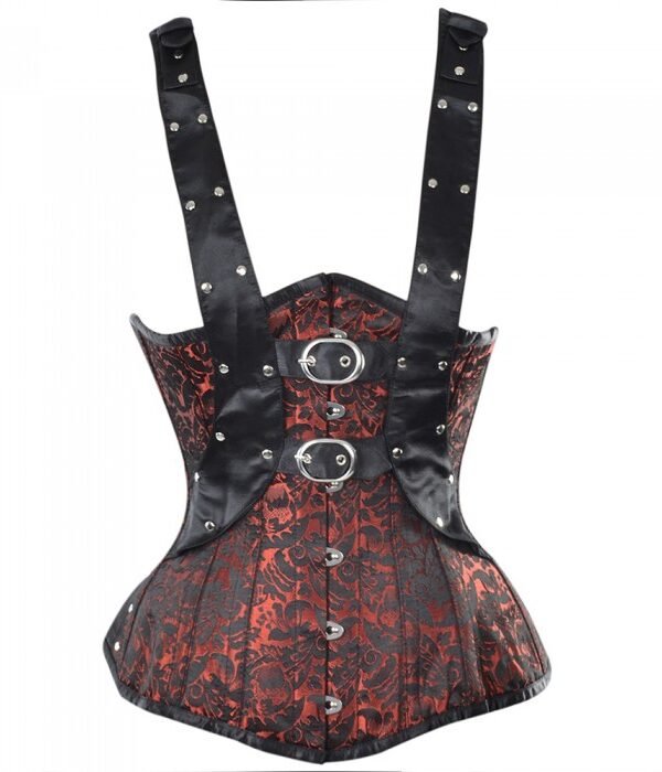 Open Bust Brocade Corset With Shoulder Straps