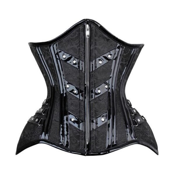 Underbust Gothic Curvy Brocade Waist Trainer with Front Zipper