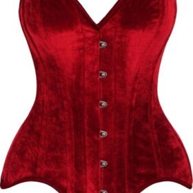 Overbust Dark Red Velvet Steel Boned Corset