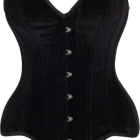 Overbust Black Steel Boned Velvet Corset