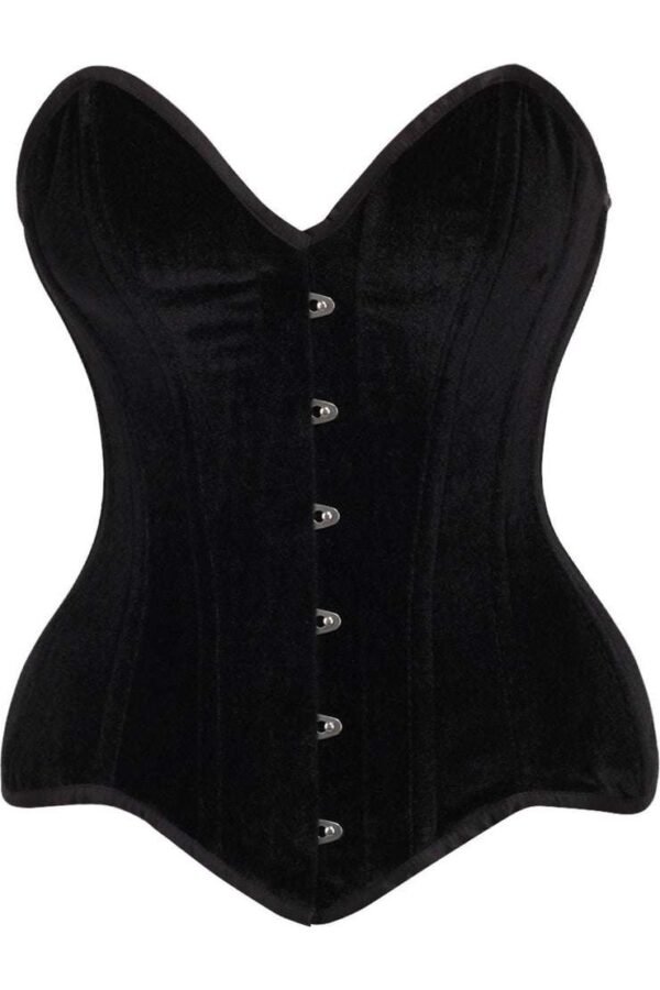 Overbust Black Steel Boned Velvet Corset