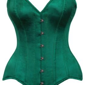 Overbust Dark Green Satin Steel Boned Corset