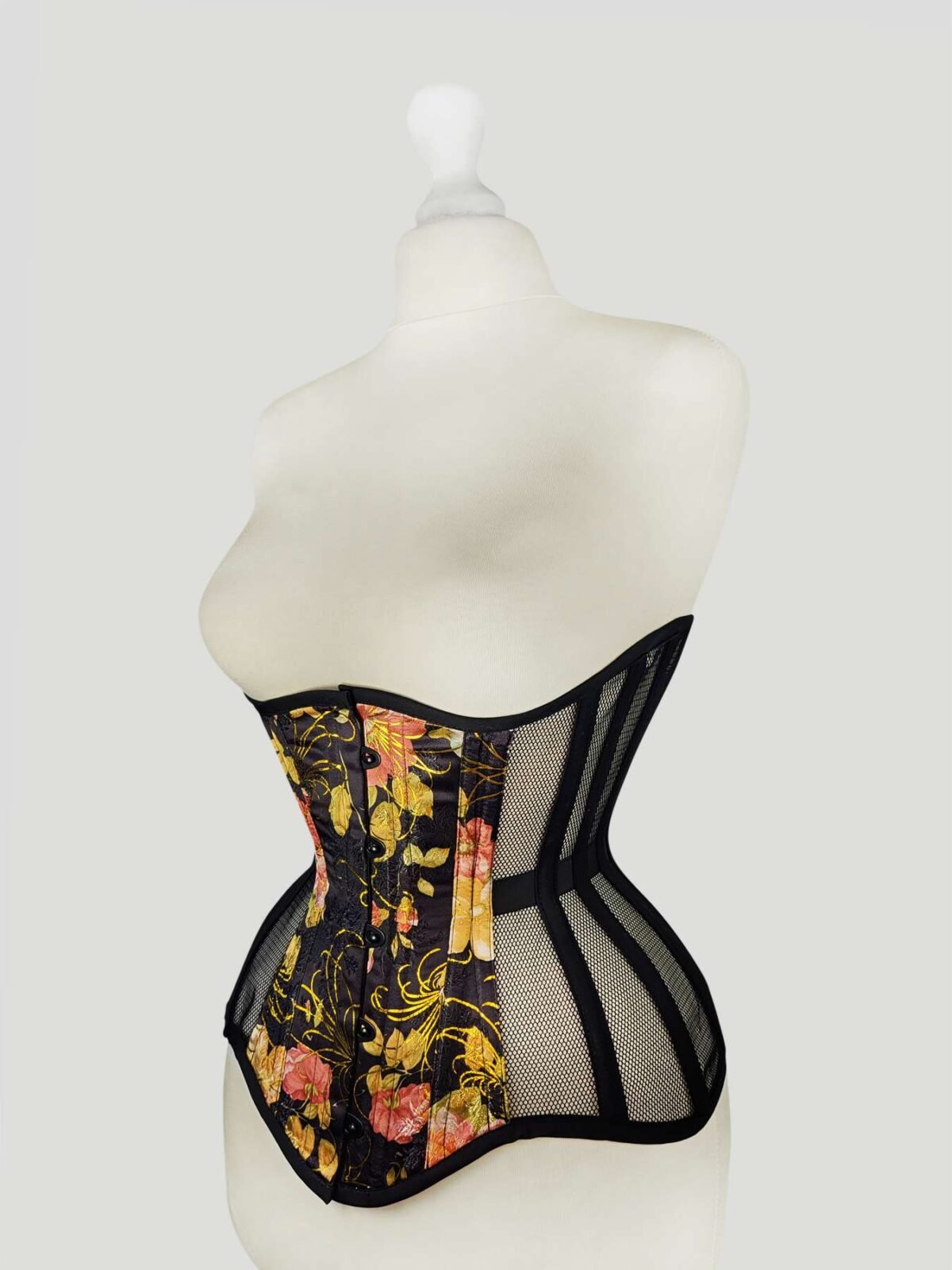 Hips and Curves Underbust Black Printed Mesh Corset