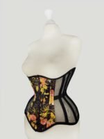 Hips and Curves Underbust Black Printed Mesh Corset