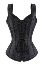 Black Corset in Gothic Style With Brocade Print curvycorset.com